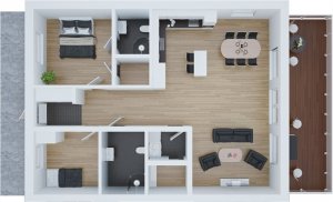 3d architectural visualization modern house in a forest