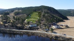 3d architectural visualization modern house in a forest