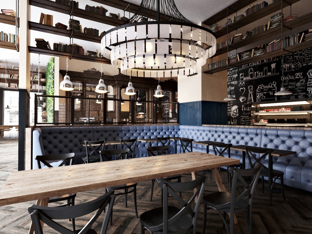 3d visualizations Coffee place in London