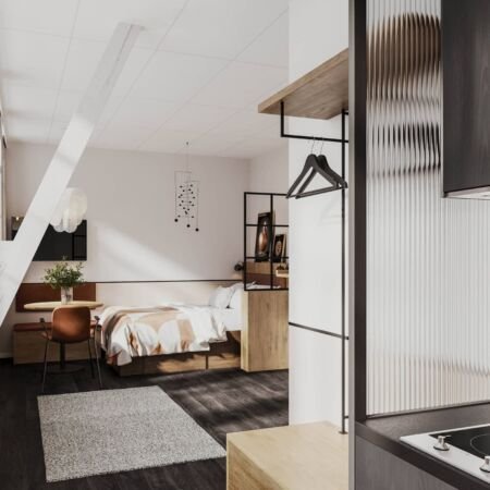 3D renderings of a hotel