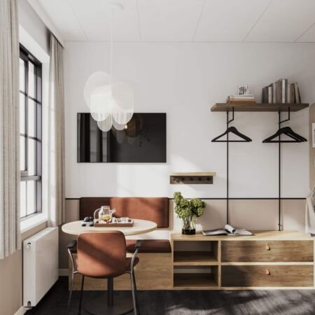 3D renderings of a hotel